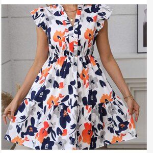 XL Falbala Floral Flutter Mini Dress - Never worn